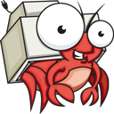 an illustration of a crab wearing a computer as a shell